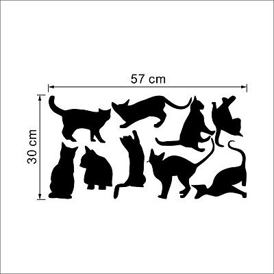 Zwart 150X26cm 9 Katten Muurstickers Vinyl Thuis Art Decor Kinderkamer Nursery Decal