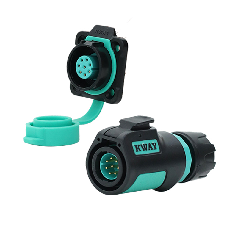 KWAY K16 Waterproof Bulkhead Electrical Connector Adapter IP68 Male Plug Female Socket Industrial AC DC Power 2 3 4 5 7 8 9 Pin: Brown