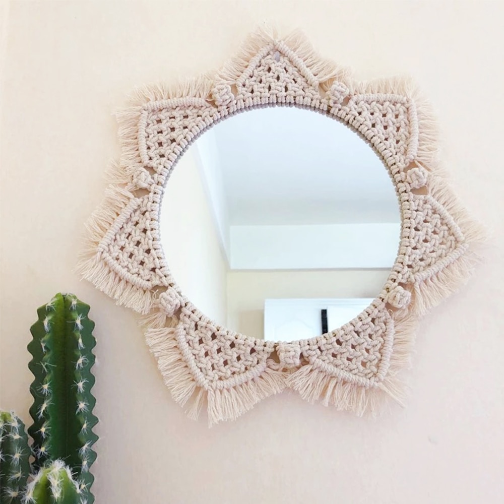 Miroir mural en macramé fait à la main, décoration d'hôtel, Style National, effet Boho, décoration murale pour salon, chambre à coucher, salle de bains
