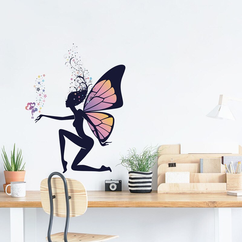 style Butterfly elf Wall Sticker wallpaper for gir... – Vicedeal
