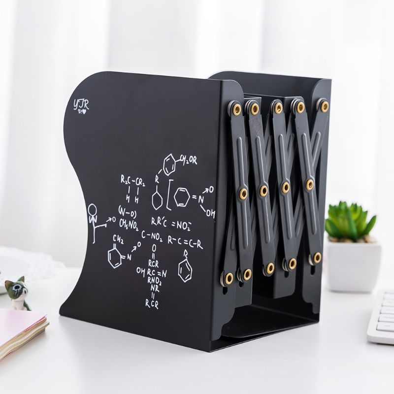 OOTDTY Reggilibri in Metallo A Scomparsa Supporto di Mensola Supporto Del Basamento Regolabile Porta Libro Ufficio: nero