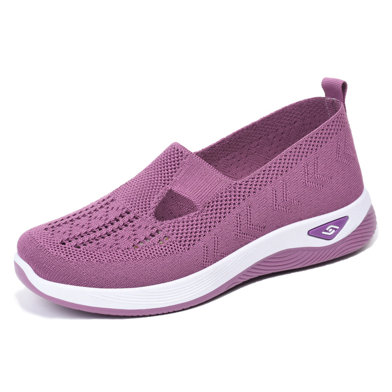Vrouwen Wiggen Sneakers Schoenen Slip Op Flats Mannen Loafers Ademend Mesh Running Sneakers Dames Sportschoenen: Paars / 43
