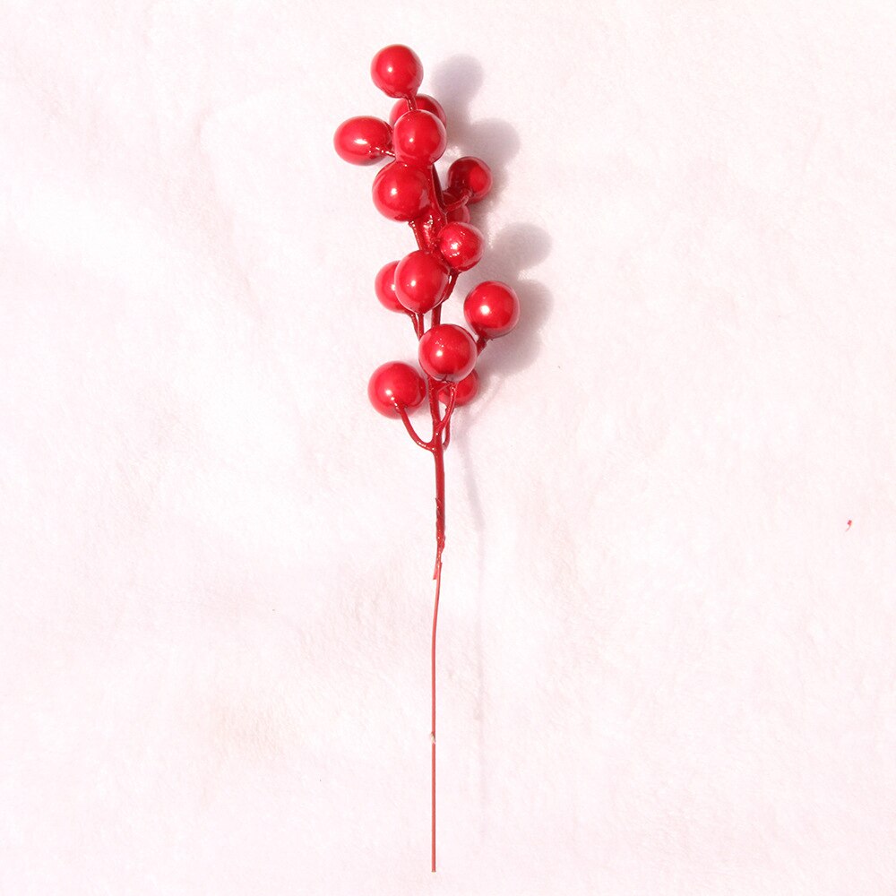 1Branche Flower Branch with 4 7 14 pcs Simulation Red Berry Christmas Decorations Home Decor DIY Accessories: 14pcs Red Berry