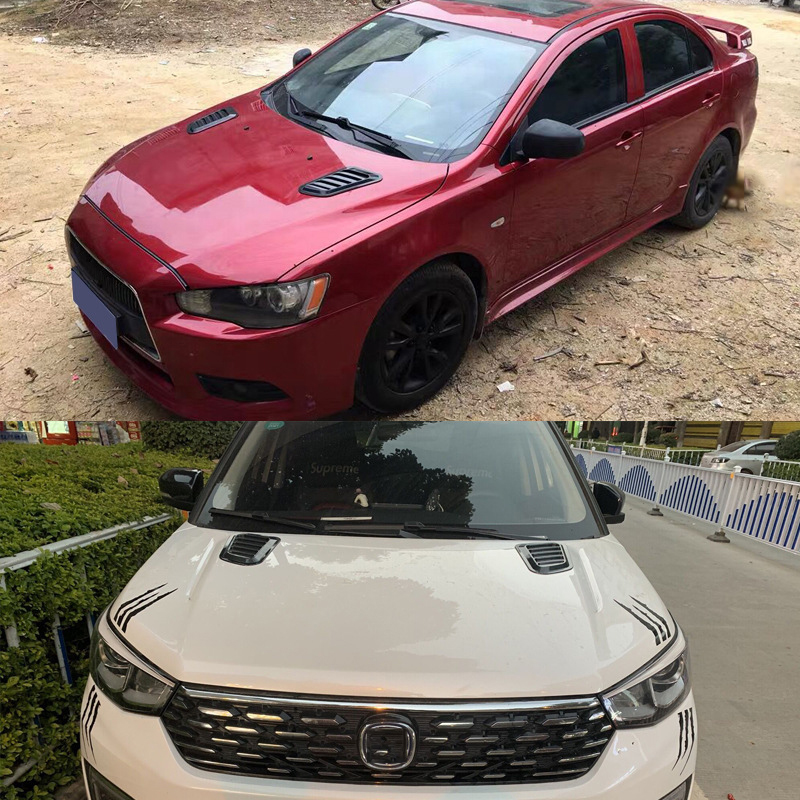 2PCS Universal Intake Scoop Turbo Bonnet Vent Cover Hood ABS Car Hood Air Outlet Decorative Carbon Fiber False Vent Hood Vehicle