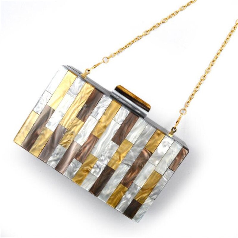 2022 damen-abendclutches, farbenfroh gestreifte hochzeitsbanketttaschen mit kette, party-schultertaschen  mn1639