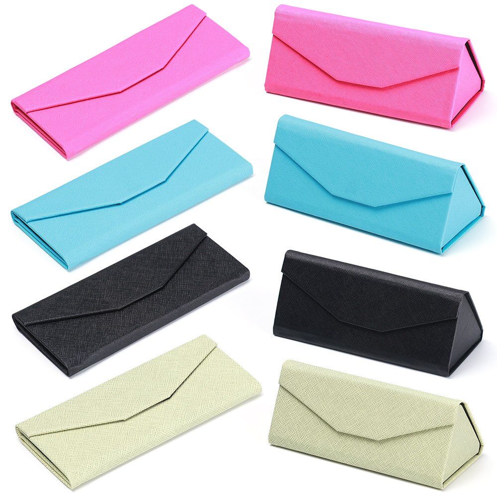 Neue Heiße Dreieck Gläser Kasten Süssigkeit Farbe Klapp Sonnenbrille fallen PU Wasserdichte Starke Magnet Brillen Schutz Organizer