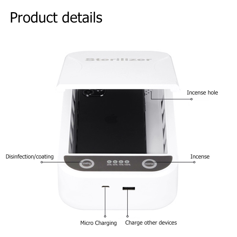 USB Portable Disinfection Coating Machine Mobile Phone Mask UV Disinfection Perfumed UV Ultraviolet Sterilization Box