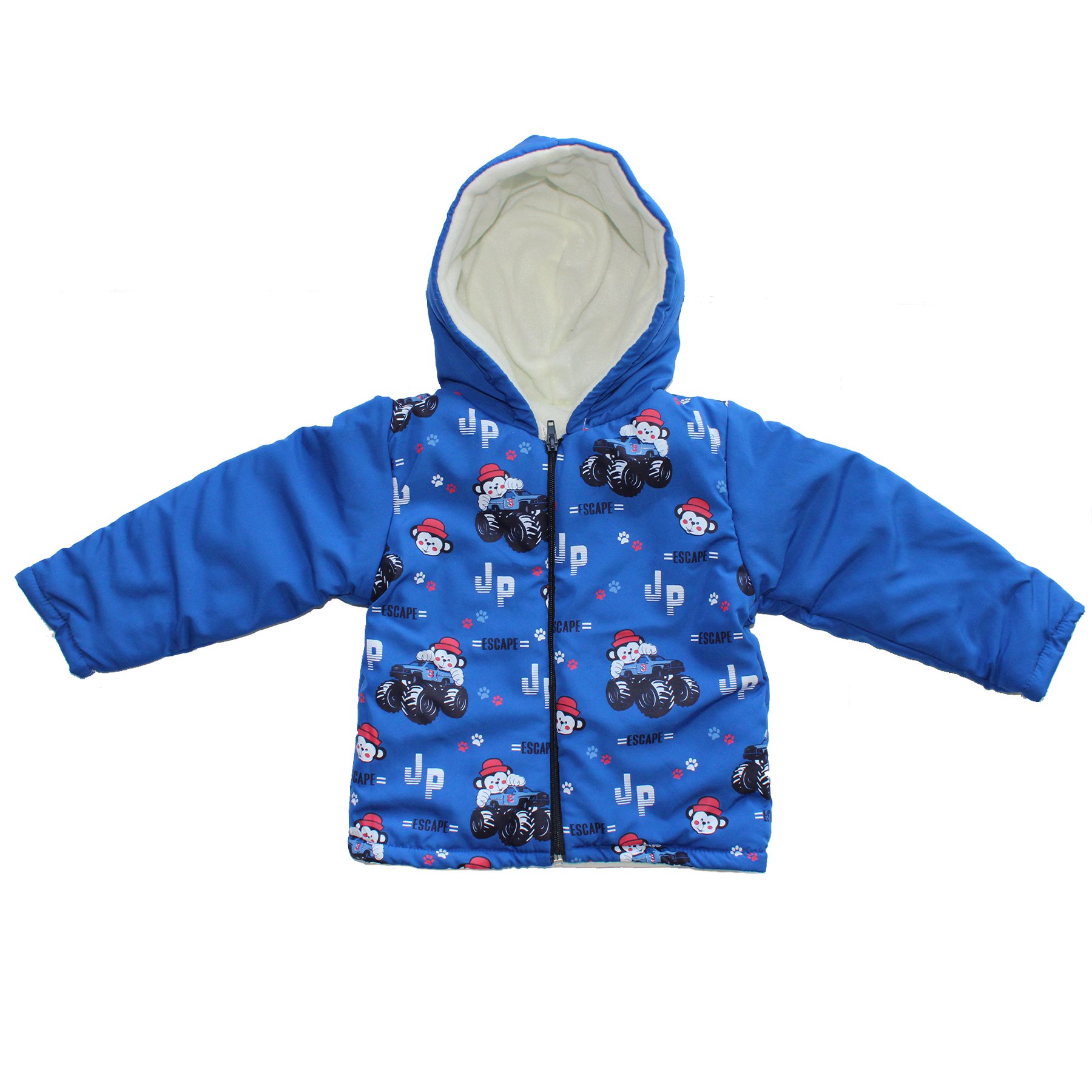 Blauw Jipli Aap Patroon Mannelijk Kind Jas: 6 YEARS OLD