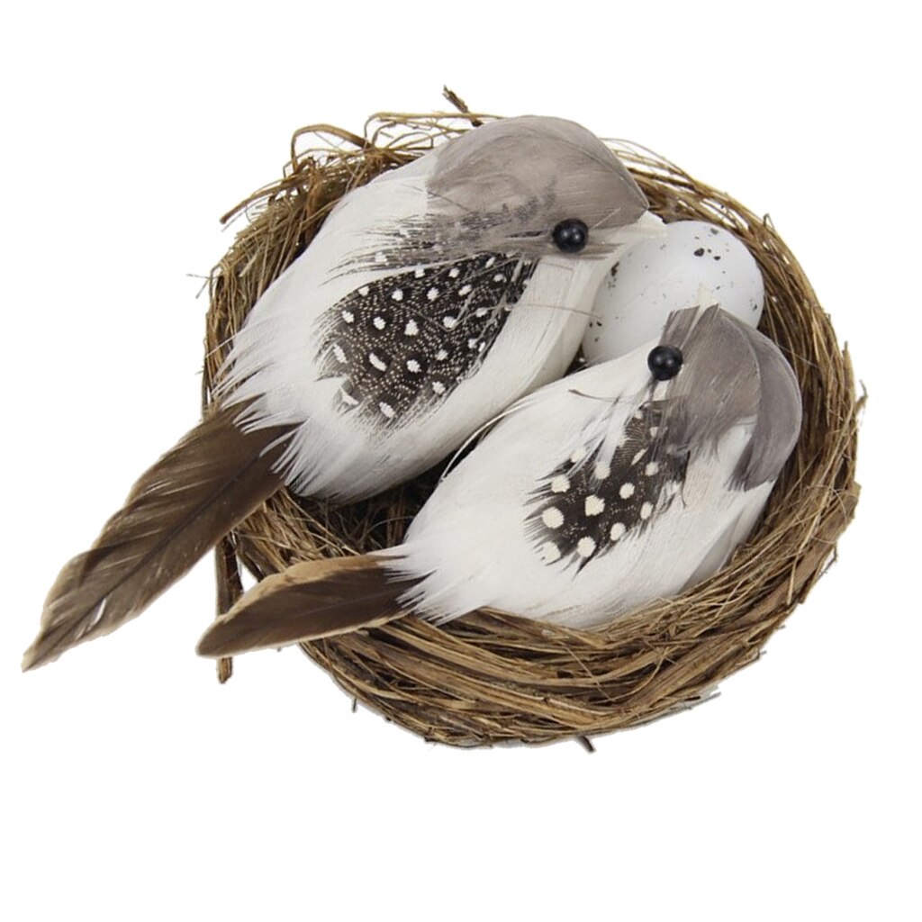 Veer Vogels Beeldjes Met Ei In Vogels Nest Foto Props Tuin Gazon Ornament