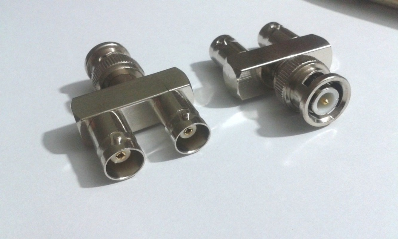 Bnc hann  to 2 doble bnc hunn y korn adapter