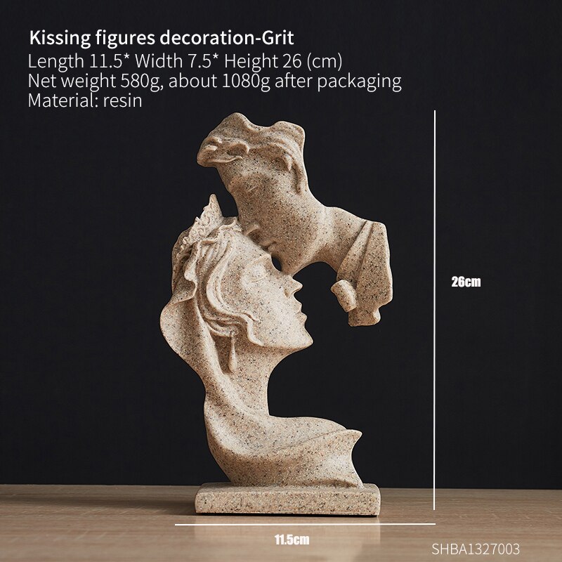 Europa stil harpiks abstrakt skulptur boligindretning tilbehør moderne kys par statuer stue indretning kærlighed bryllup: 26cm bryllup-sand