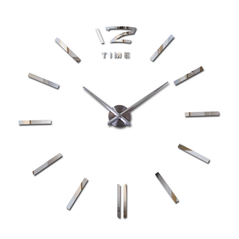 3d Real groß wanduhr eilte spiegel Zauberstab aufkleber diy wohnzimmer Heimat Dekor uhren Quarz wanduhren: Silber / 47Zoll