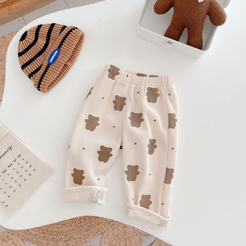 MILANCEL-Conjunto de ropa de otoño para bebé, pijama para niño pequeño, traje de oso, ropa de dormir de Waffle infantil,
