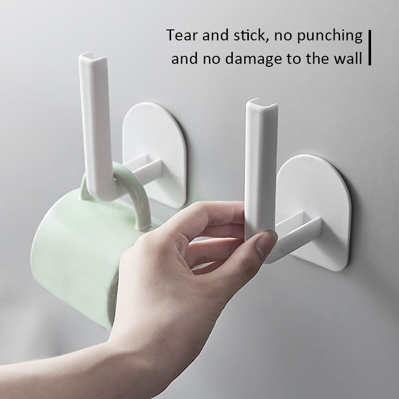 2Pcs Naadloze Stickers Opbergrek Huishouden Rack Wall Mount Organizer Holder Hook Punch-Gratis Keuken Badkamer Woonaccessoires: 2pcs