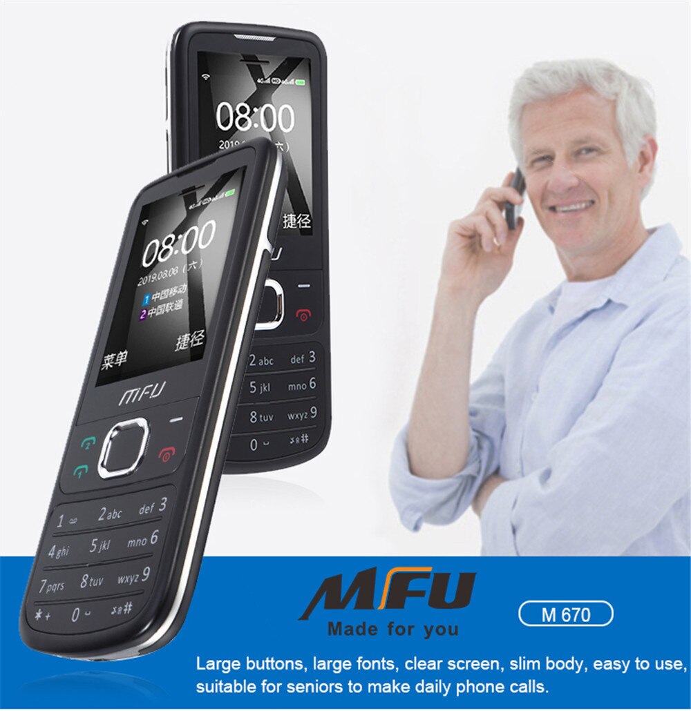 mini Tastiera Russa Del Telefono mobile 2.4 "1000 Mah Lungo pausa senza fili Fm Accumulatori E Caricabatterie di Riserva doppio Sim sbloccare Gsm Cellulare M670