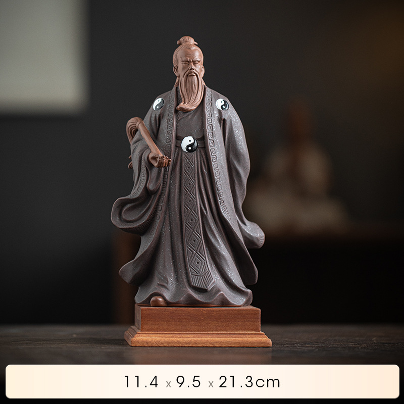 Artesanías de arcilla púrpura de estilo Zen chino, Tai Chi, Zhang Sanfeng, figuras legendarias, adornos, muebles para el hogar, decoraciones para la vida: Amarillo claro