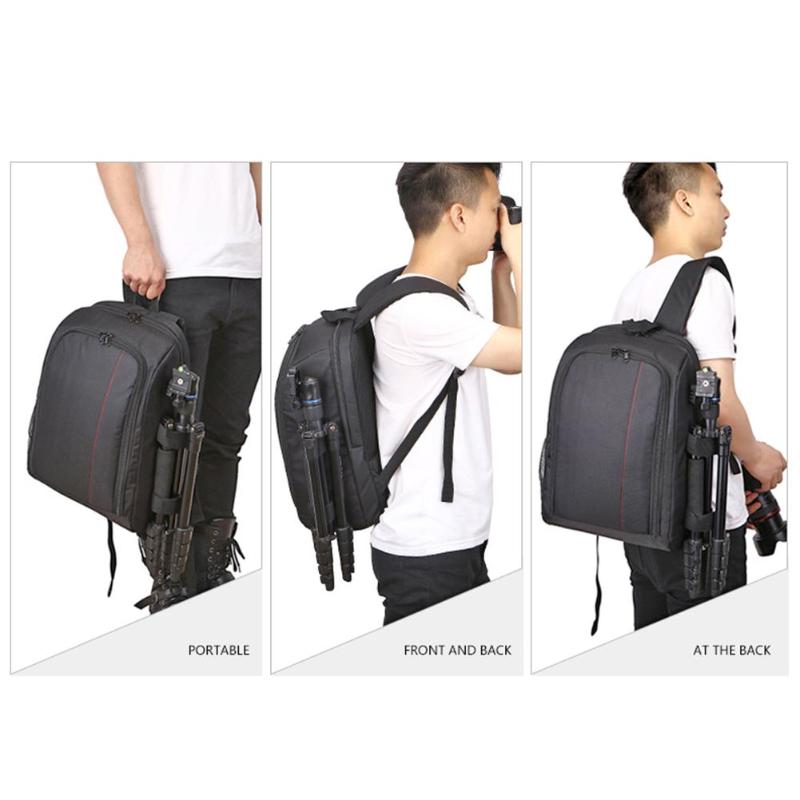 Waterproof Digital DSLR Photo Padded Backpack w/ Rain Cover Laptop 15.6inch Multi-functional Camera Soft Bag Video Case