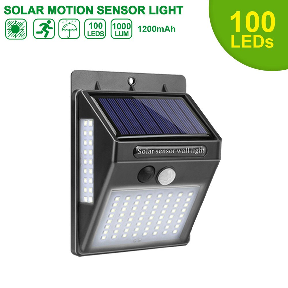 LED Solar Lamp Solar Motion Sensor Lights IP65 Outdoor Street Lights 20/25/30/100/208 Led Security Wall Lamp for Garden Decor: 100leds 3 modes