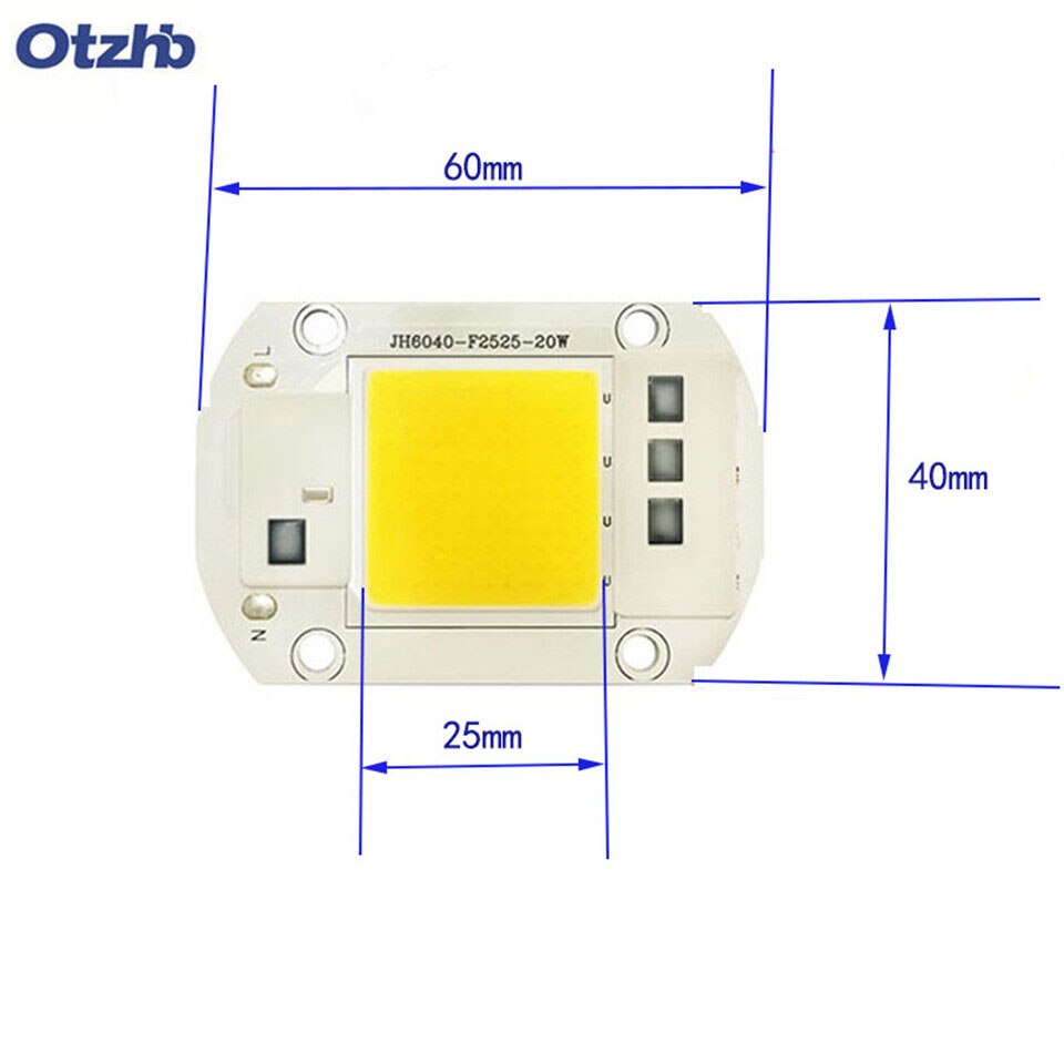 Otzhb – module led cob 20W 30W 50W, 60x40mm, perle de lampe pour la croissance des plantes, blanc , lumière blanche, lumière rouge, option à spectre complet
