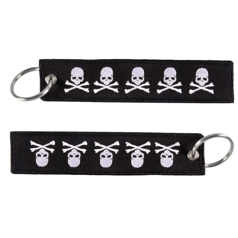 travel accessories luggage tag Embroidery Dangerous Skull Black tag With Keyring Keychain for Aviation