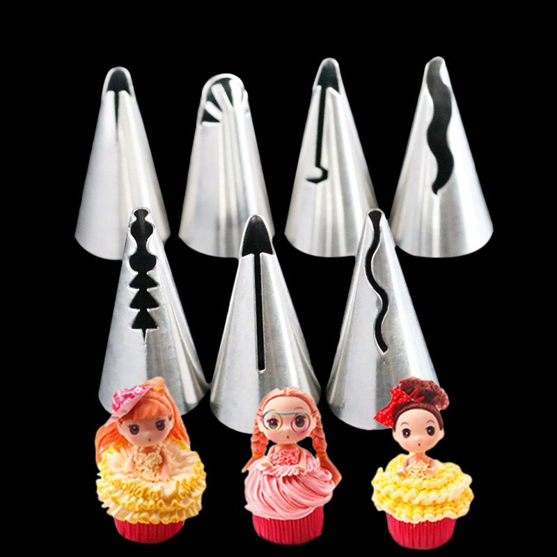 7 Stks/set Bruiloft Bladerdeeg Rok Icing Piping Nozzles Pastry Steel Nozzles Pastry Decorating Tips Cake Cupcake Decorateur Tool