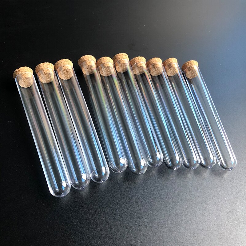 20PCS 12x100mm Clear Plastic Test Tube,School Supplies Lab Equipments Round Bottom Tube Vial with Cap，Wedding Favor Tube
