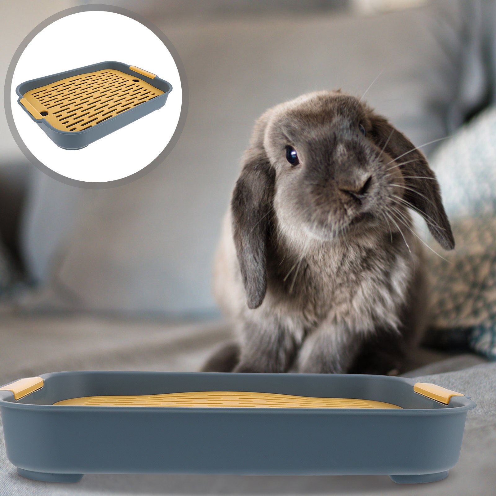 Rabbit Litter Box Plastic Pet Toilet Small Pet Cage Supply Rabbit Toilet Training Box: Navy