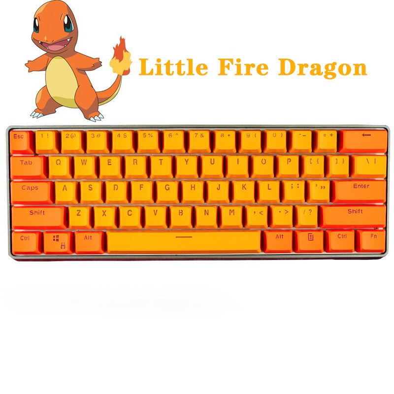 61 chaves pbt doubleshot backlit keycaps conjunto perfil oem para mx teclado mecânico do jogo ansi gh60 rk61/alt61/annie/poker gk61: Little Fire Dragon