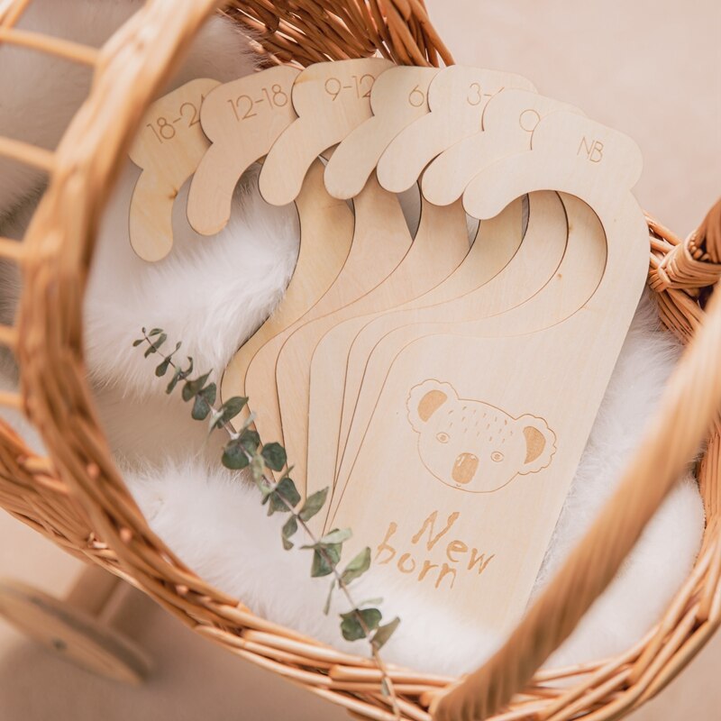 11Pc Baby Closet Dividers Wardrobe Labels Milestone For Infant Clothing Baby Shower Wooden Nursery Decor Signs Organization