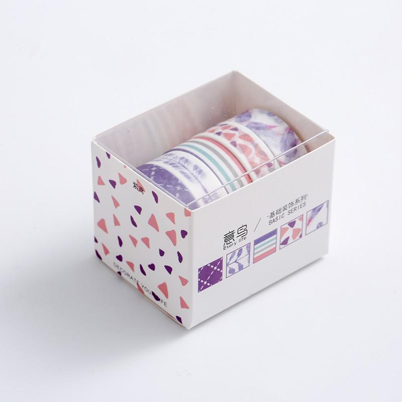 5 Pcs Geometric Patterns Series Washi Masking Tape Adhesive Crafts Tape For Diy Planner Journal Decorative Wrapping: D