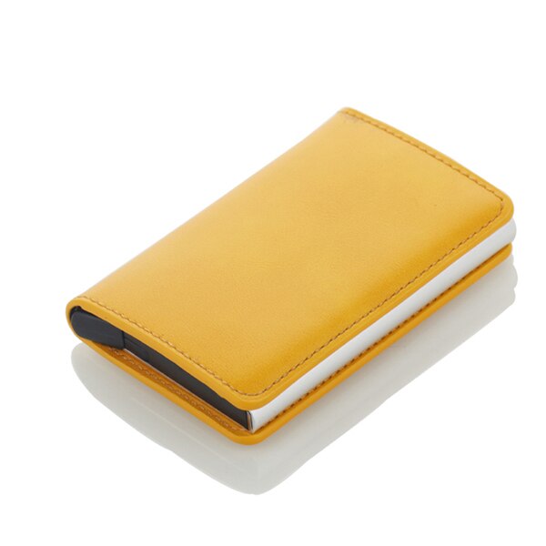 Automatic RFID Card Holder Men Credit Card Holders Business ID Card Case Aluminium Bank Card Wallets: Yellow