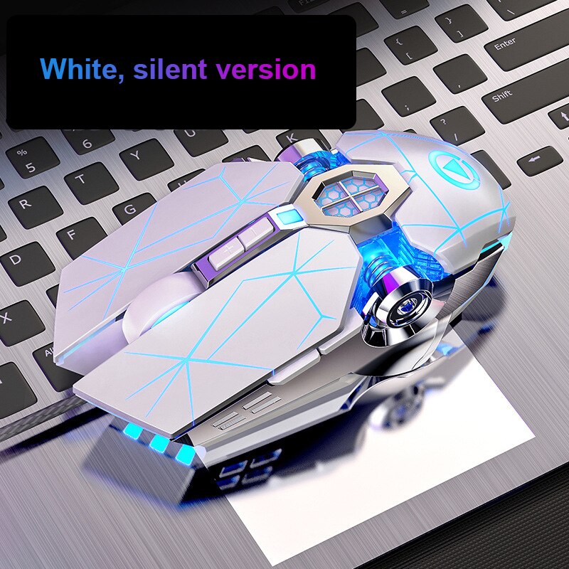 Gaming Mouse 7 Button DPI Adjustable Computer Optical LED Game Mice USB Wired Games Cable Mouse Ergonomic For PC Laptop: White Silent version