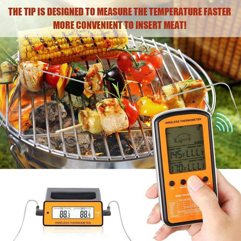 Wireless Remote BBQ Thermometer Dual Probe Digital Cooking Meat Food Oven Thermometer Outdoor Grill Barbecue Kitchen Thermometer