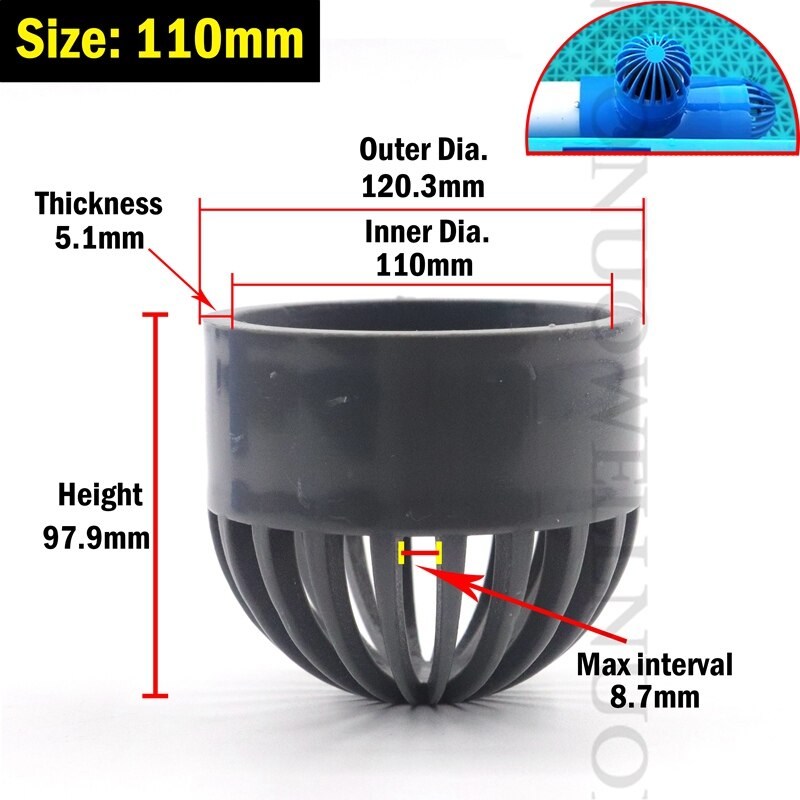 2pcs PVC Air Duct Vent Cover PVC Vent Cap Breathable Cap Aquarium Fish Tank Seafood pool Overflow Pipe Fitting Tube Pervious Cap: I.D 110mm