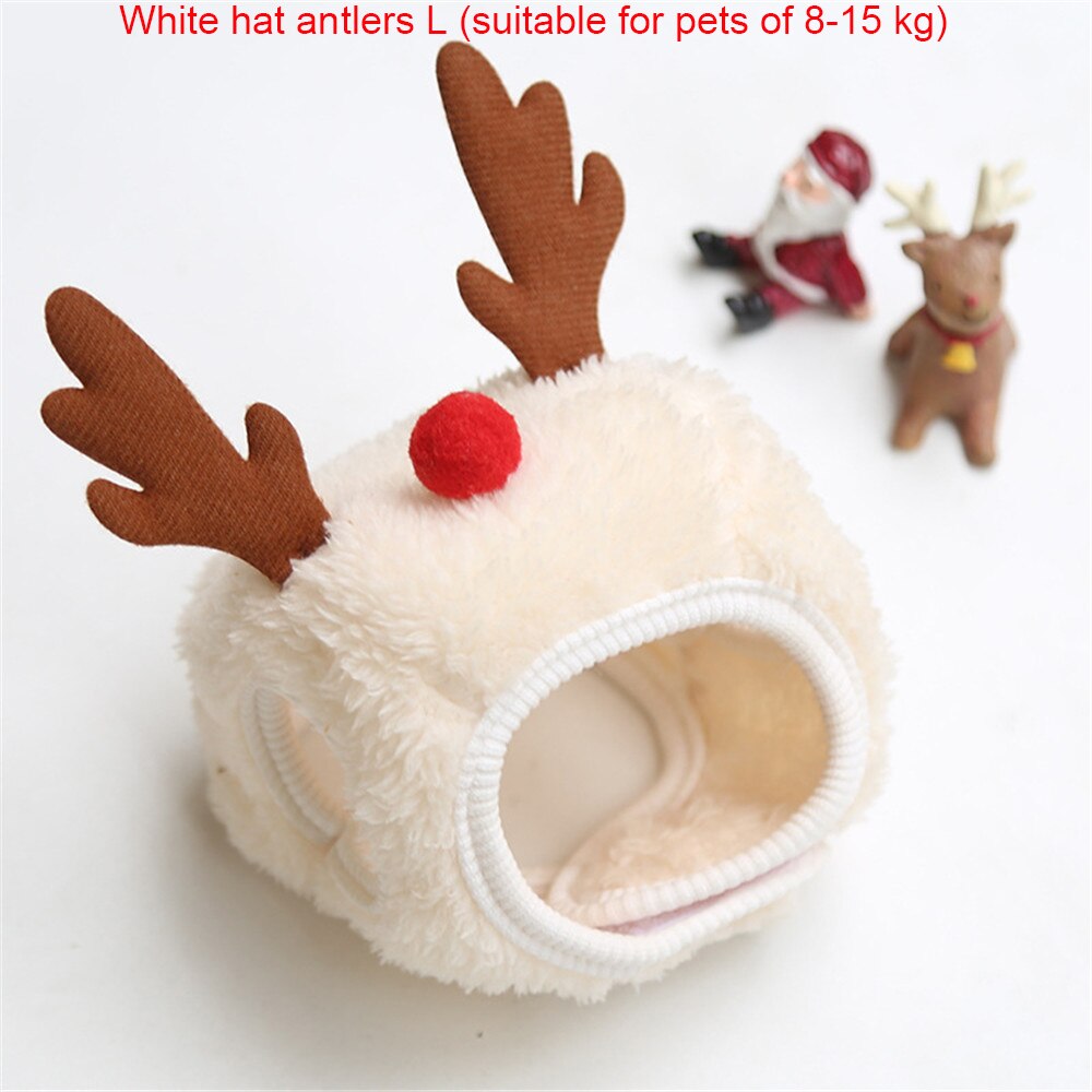 Hund julebandana nissehue hundetørklæde trekant hagesmække tørklæde julekostume outfit til små mellemstore hunde katte kæledyr: Hvid hat l