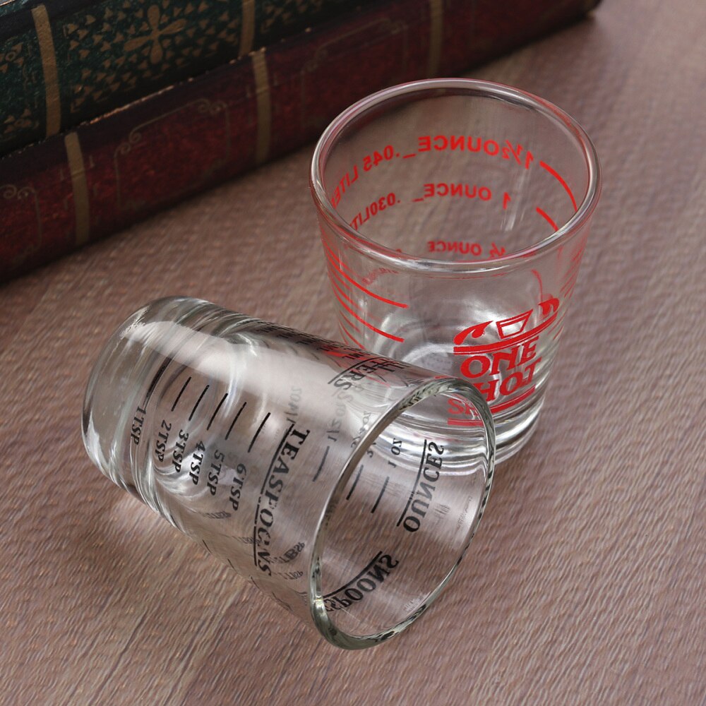 30ML Glass Measuring Cup Espresso Shot Glass Liquid Glass Ounce Cup with Scale Kitchen Measure Tool Supplies (Black)