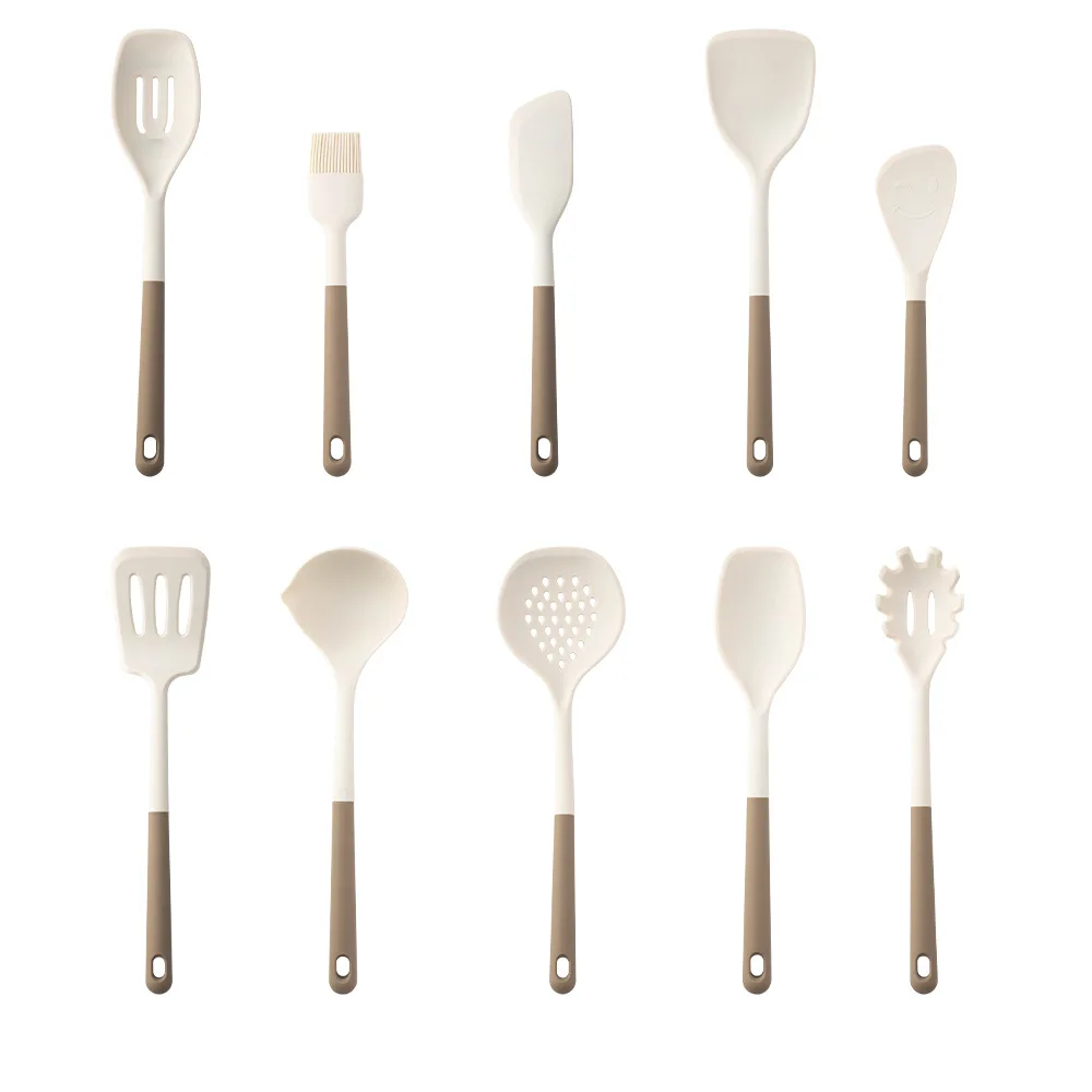 Cooking Tool Sets Non-toxic Cooking Baking Kitchen Tools Utensils Silicone Shovel Spoon Scraper Brush Spade Whisk Turner: plum