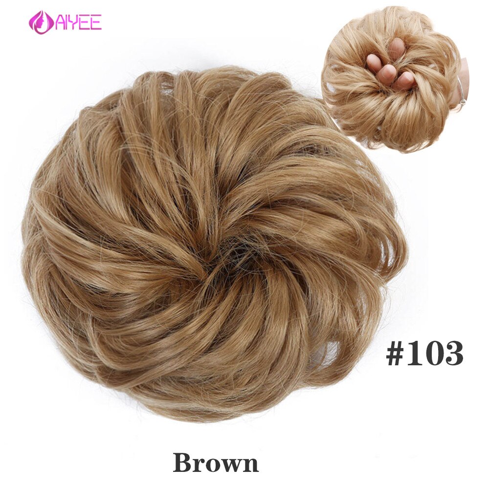 AIYEE Hair Piece Straight Hair Bun Tousled Messy Updo Bun Donut Elastic Chignons Ponytail Hairpiece Extension: 103