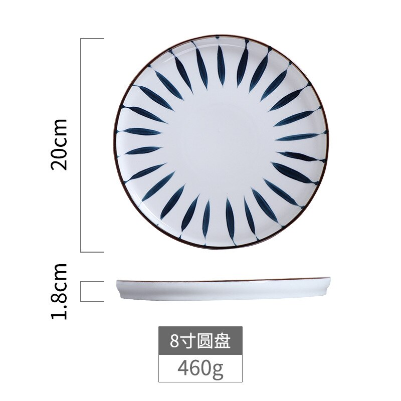 Ceramic Geometric Pattern Dinner Plates Originality Dish Kitchen Utensils Home Retro Persona Art Tableware Decor 8/10 Inch: C-8Inch