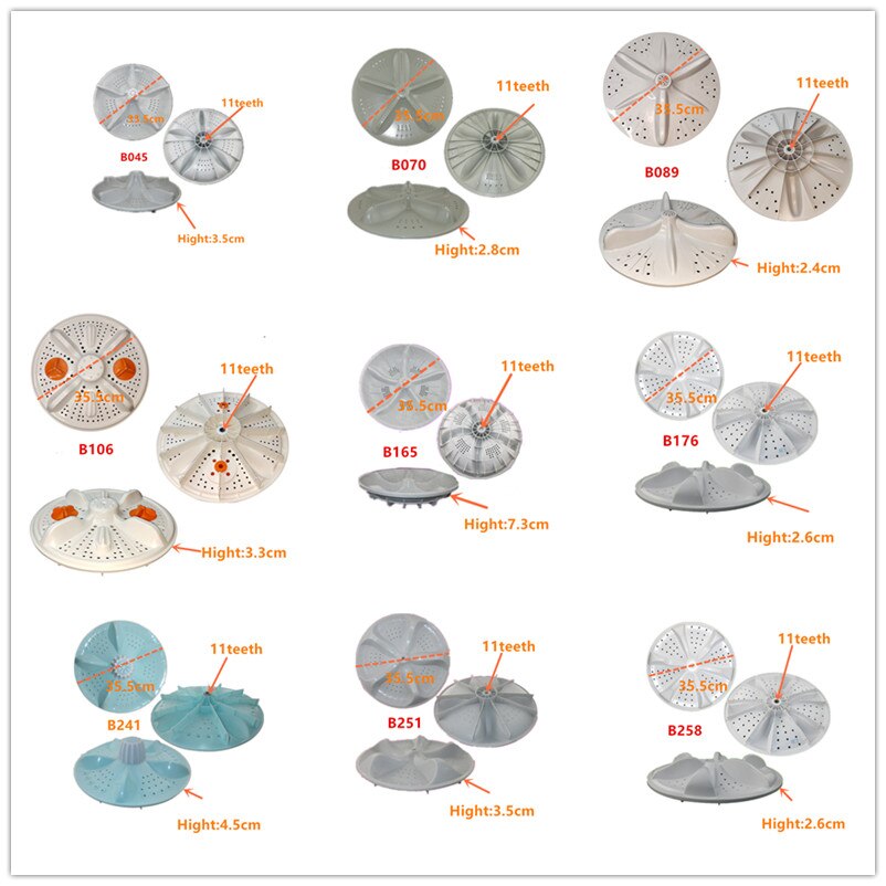 Washing Machine Pulsator Replacement Part Wave Plate Pulsator 11 Teeth Diameter 35.5cm