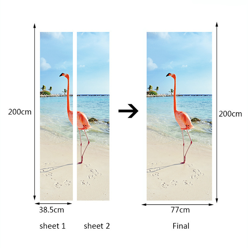 Flamingo deursticker zelfklevend waterdicht behang voor deur huisdecoratie slaapkamer woonkamer muurschilderingen