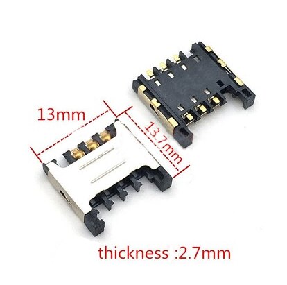 mup-c790 micro sim card holder small card holder 6P gold-plated short foot without column H=2.4mm