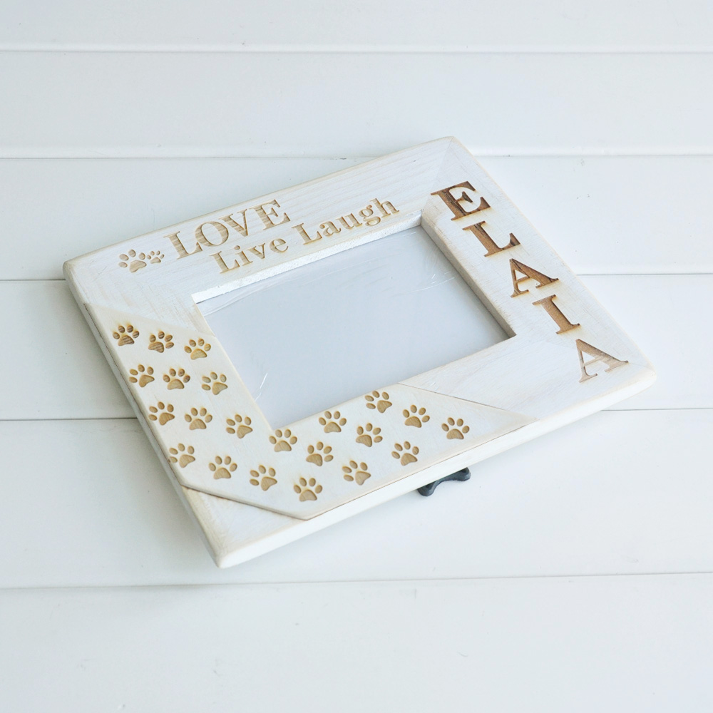 Personalize Pet Memorial Frame Pet Loss Frame Wood Engraved Frame Dog Paws Frame