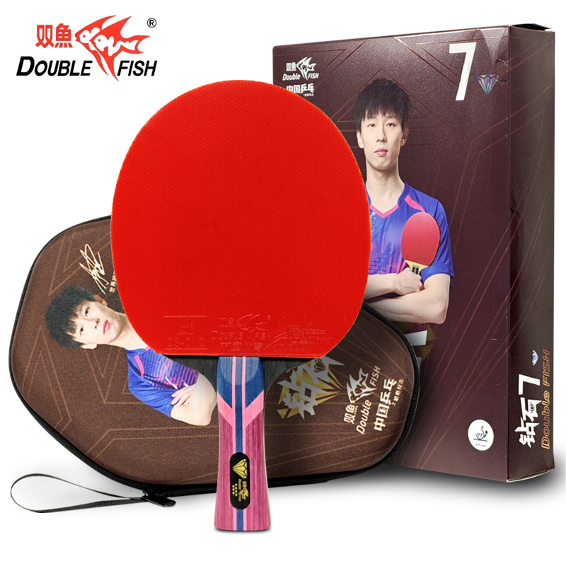 DUBBELE VIS Tafeltennisracket Diamond 7-sterren professionele pingpongracket Paddle 5 hout Carbon Bat Goede snelheid en controle