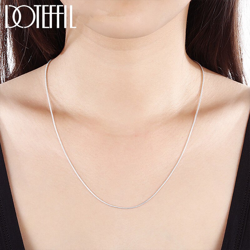 DOTEFFIL 925 Sterling Silver 5/10pcs/Lot 16/18/20/22/24/26/28/30 Inch 1.2mm Snake Chain Necklace For Woman Man Jewelry