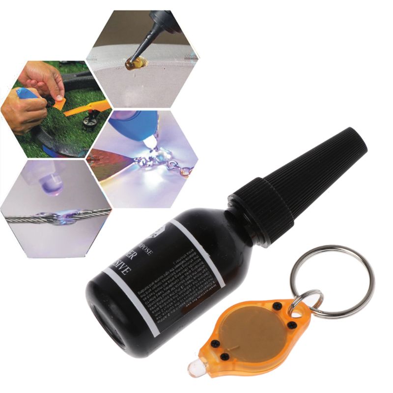 Colle à lumière UV 5 secondes 15ml | Avec lampe UV, liaison forte pour verre céramique