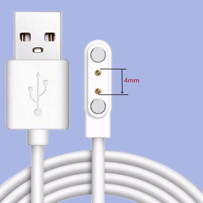 Cable cargador magnético para reloj inteligente, 4 pines, 7,62mm, 2 pines, para KW88, KW98, KW99, GT88, GT68, Universal: 2 pins 4mm