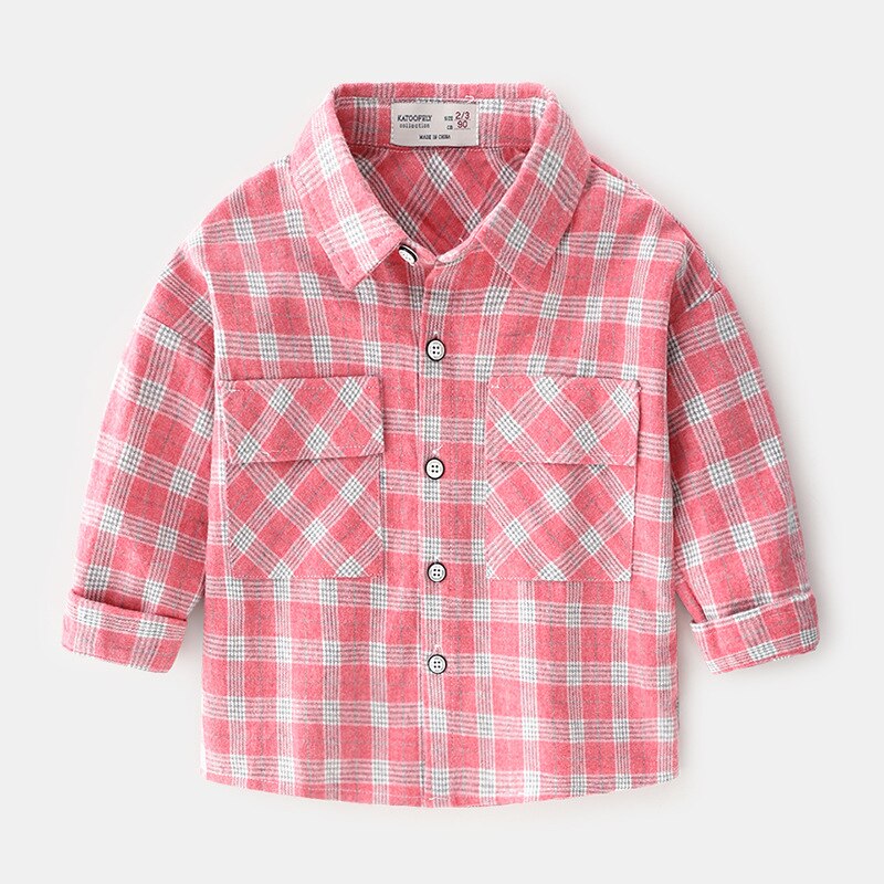Chemises pour garçons de 2 3 4 5 6 ans | Chemise à manches longues, Plaid décontracté, vêtements printemps-automne pour bébés, t-shirts pour garçons,: Rose / 6T