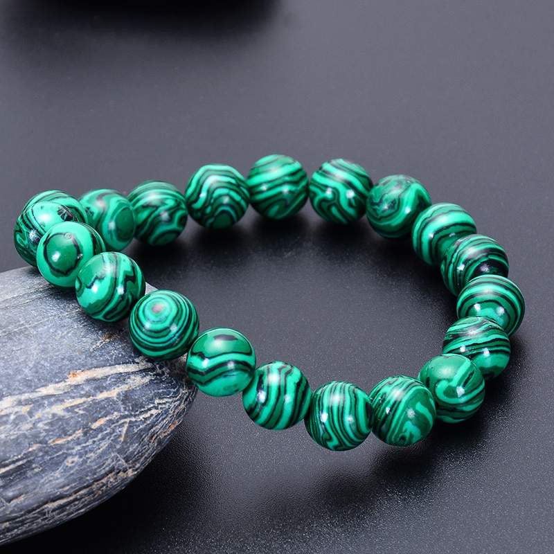 6-12Mm Higth Malachiet Armband Voor Mannen Vrouwen Natuursteen Bead Boeddhistische Armband Charm Yoga Armbanden Sieraden