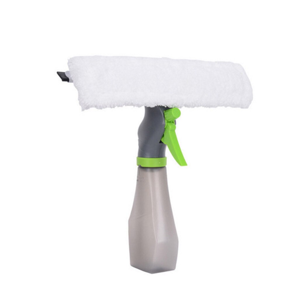 3 in 1 Window Cleaner Spray Bottle Wiper Squeegee Microfibre Cloth Pad Kit: White 